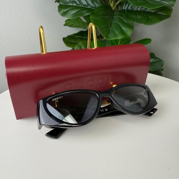 Gucci Sunglasses Black/Beige Cat Eye Frame - Picture 2 of 3